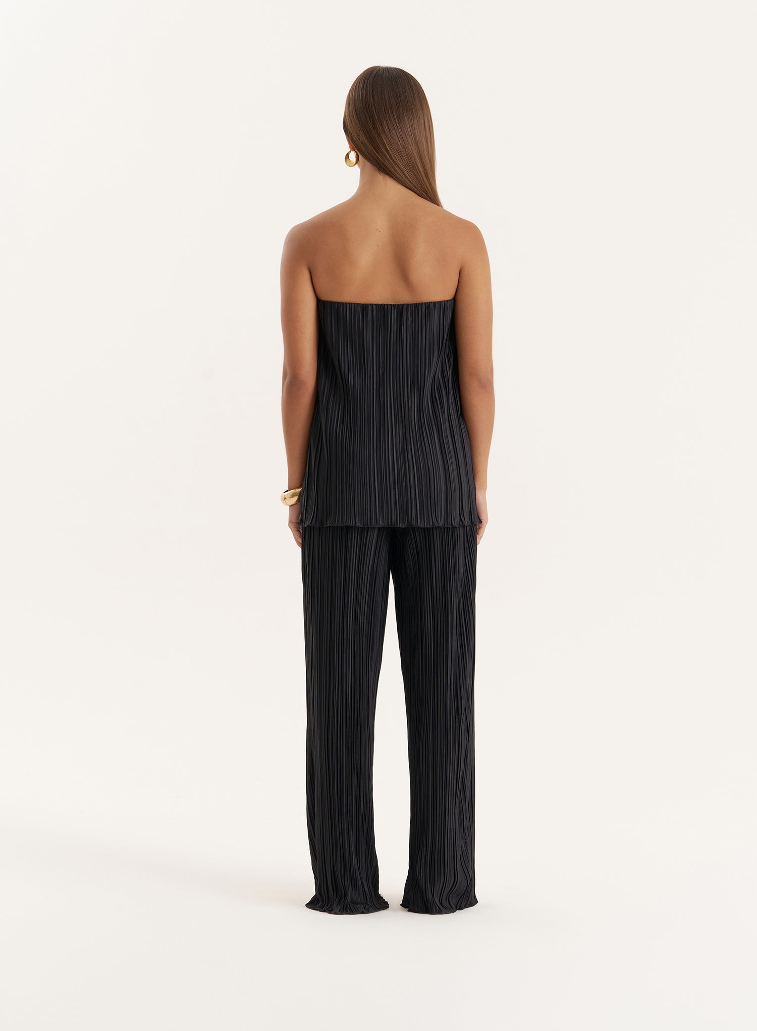 Black Plisse Bandeau Top